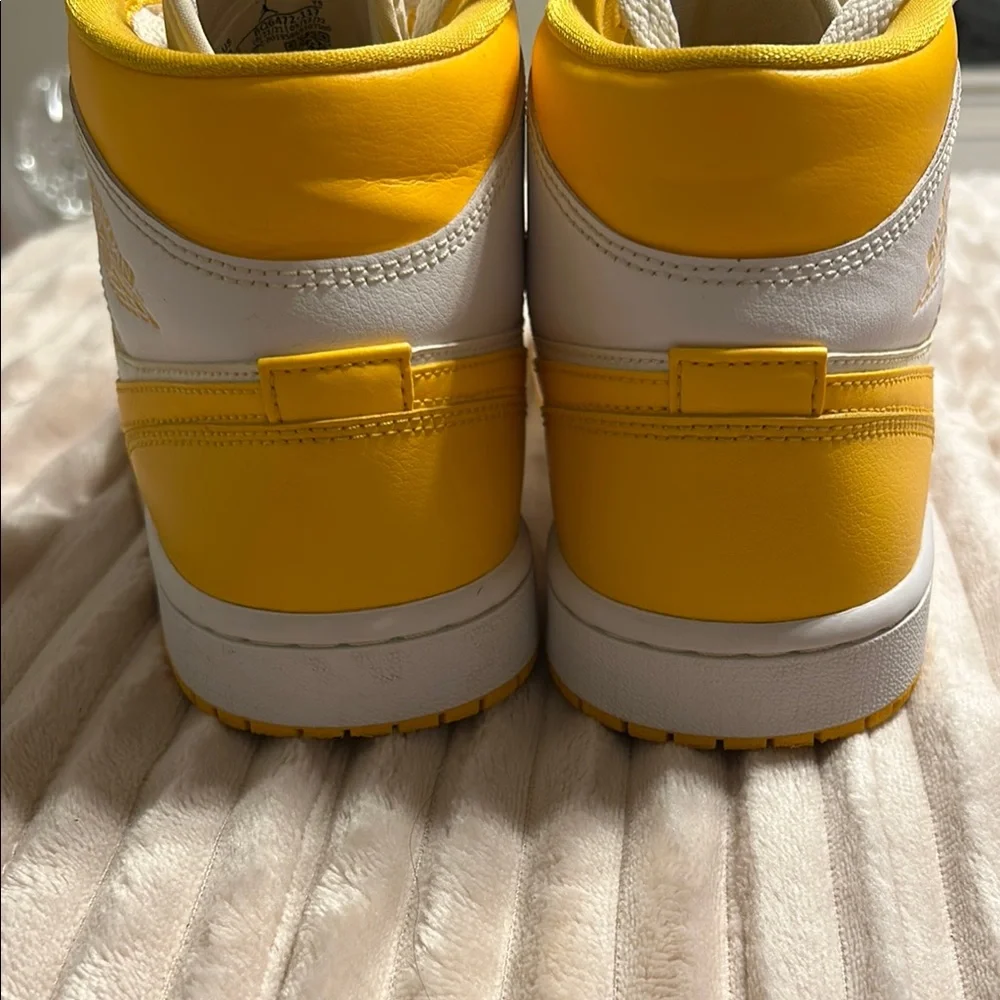 Air Jordan Yellow and White High-Top Sneakers size 8 GUC.